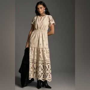 Anthropologie The Somerset Maxi Dress Faux leather embroidered editi…